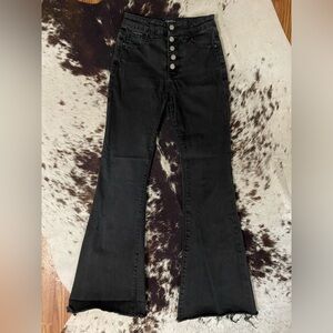 Insane Gene: Black Flared Jean. High waisted.